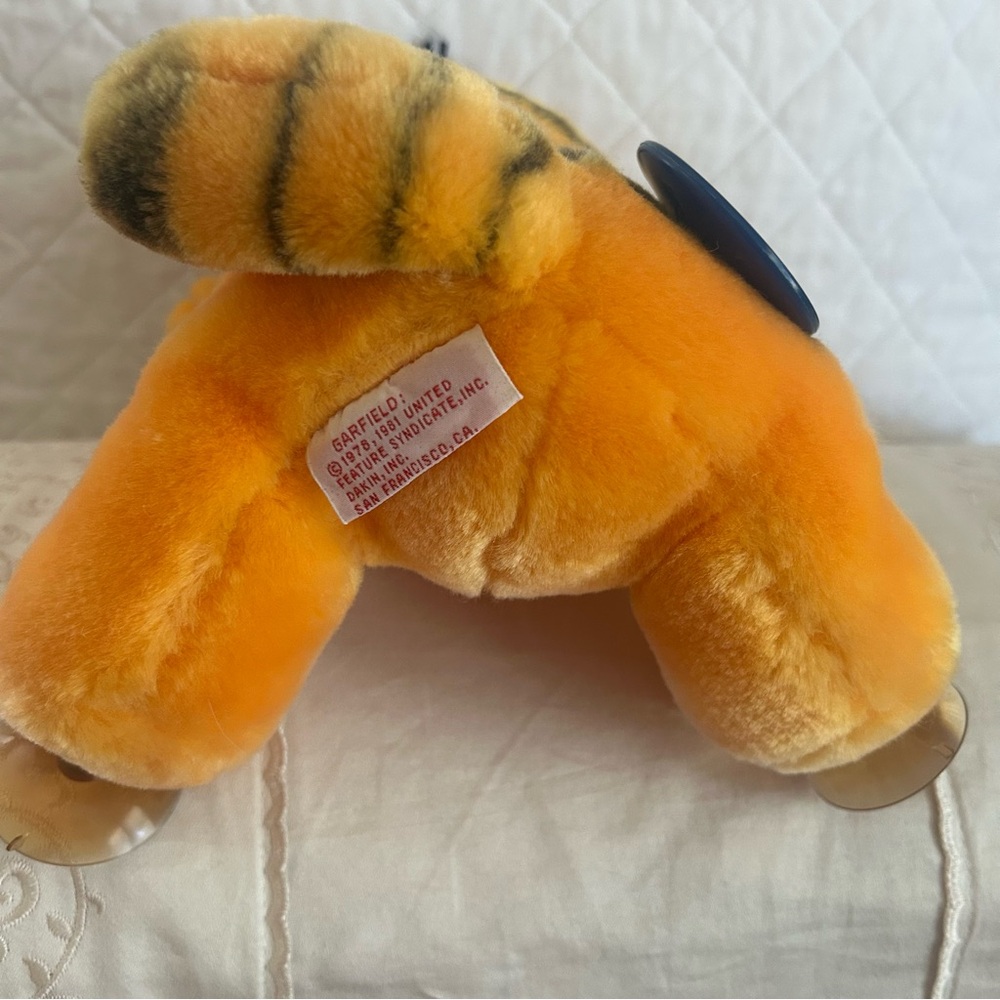 Vintage 80s Garfield Window Cling Make My Day Plush Suction Cup Car Display RARE - Picture 7 of 11